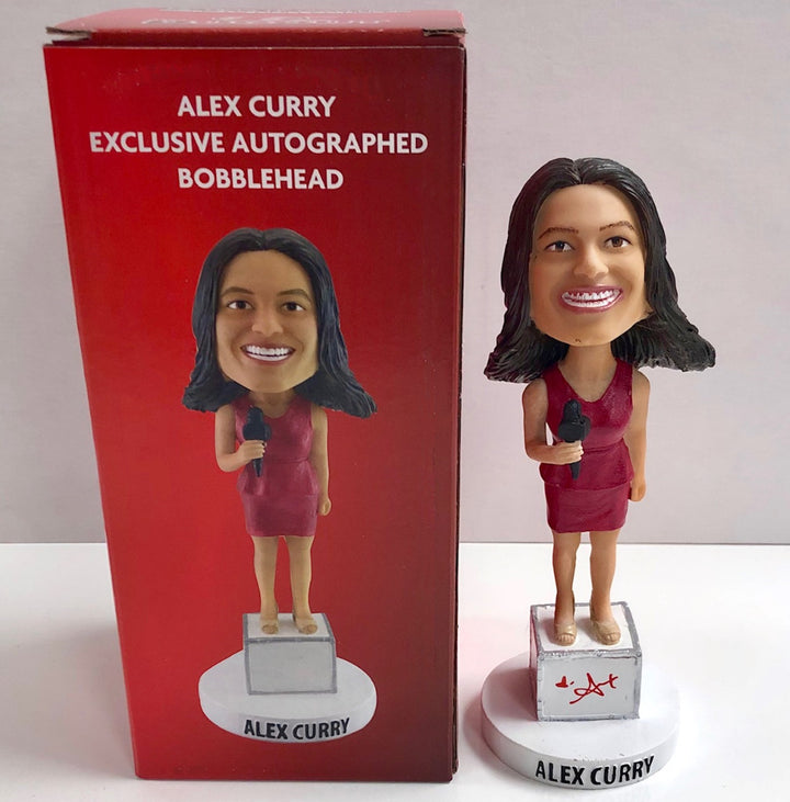LA Kings/Angels TV host Alex Curry signed Red Ink autograph bobblehead LE /50