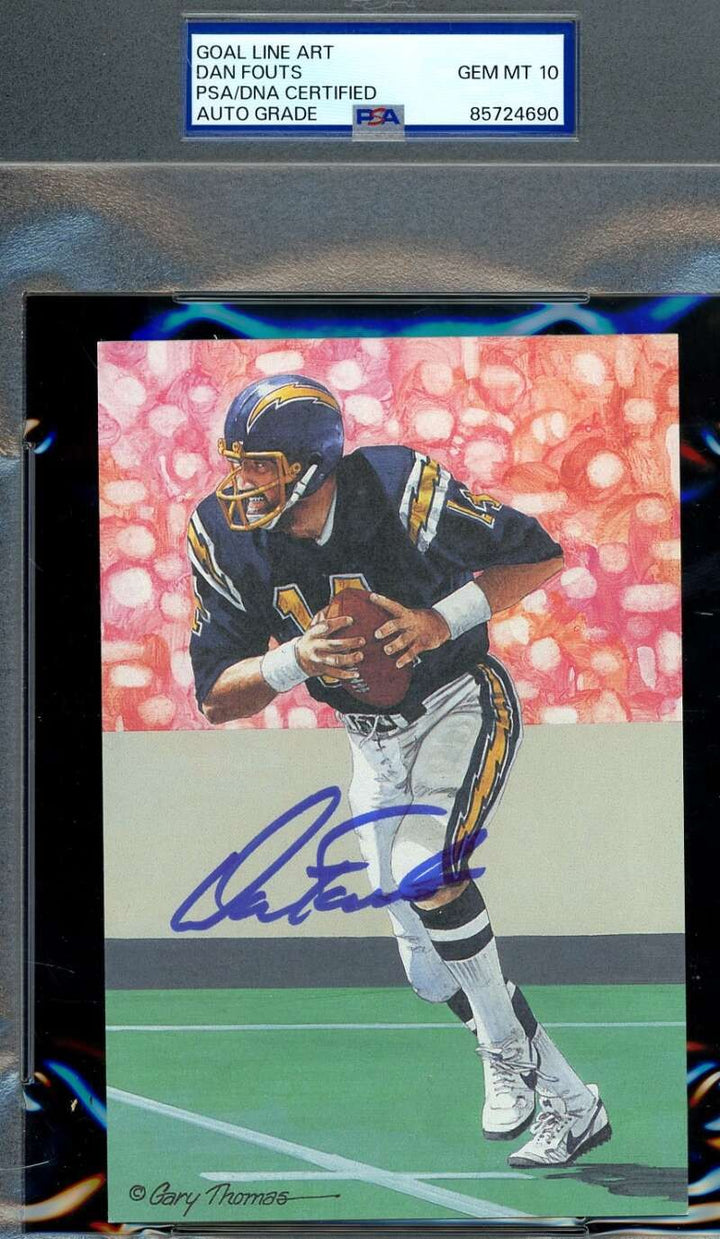 Dan Fouts Gem Mint 10 PSA DNA Signed Goal Line Art Card GLAC Autographed