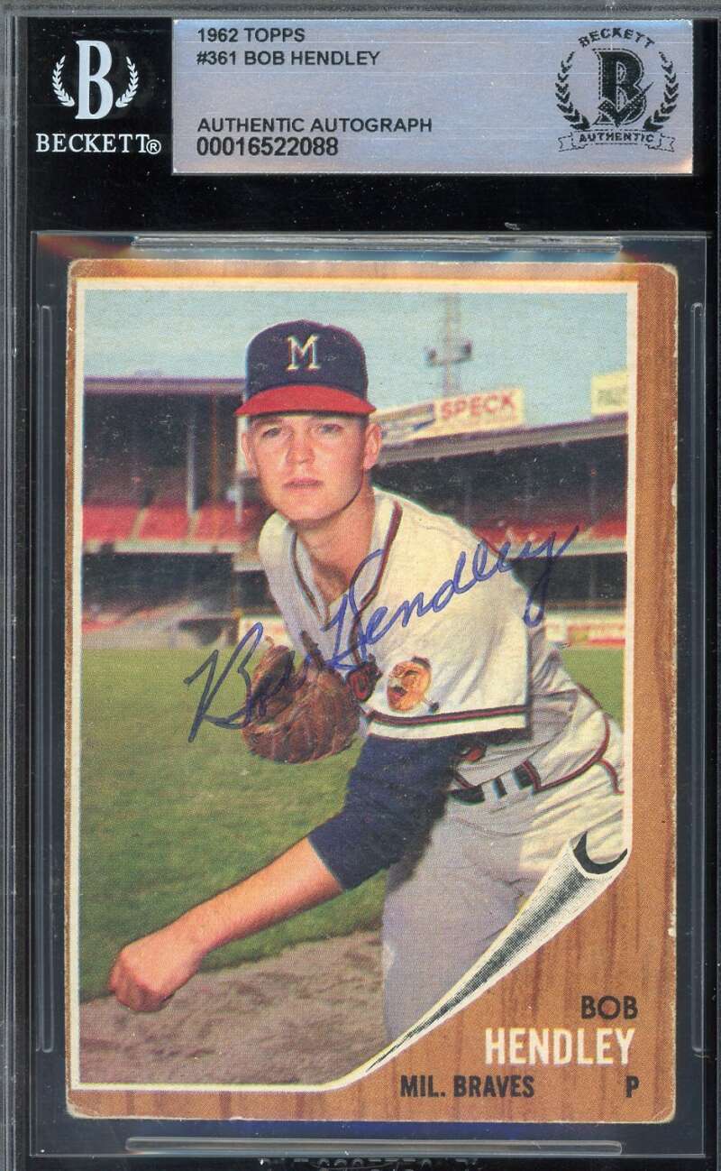Bob Hendley Beckett BAS Signed 1962 Topps Autograph