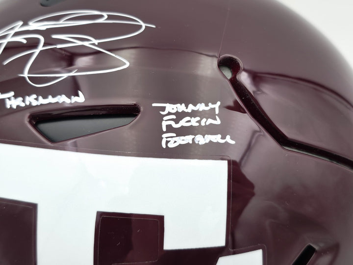 Johnny Manziel Auto Texas AM Maroon Full Size Auth Hyper SpeedFlex Helmet 4 Stat