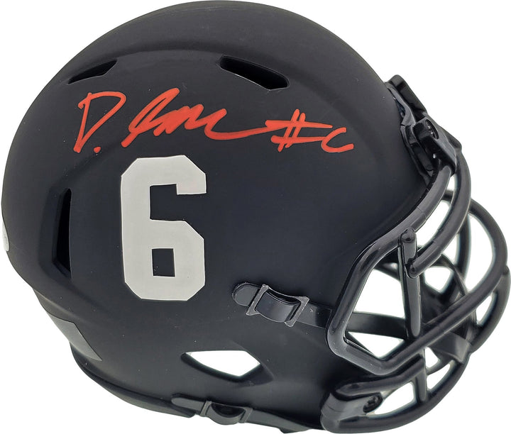 Devonta Smith Signed Alabama Crimson Tide Eclipse Black Speed Mini Helmet