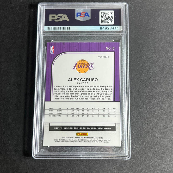 2019-20 NBA Hoops #5 Alex Caruso Signed Card AUTO PSA Slabbed Lakers