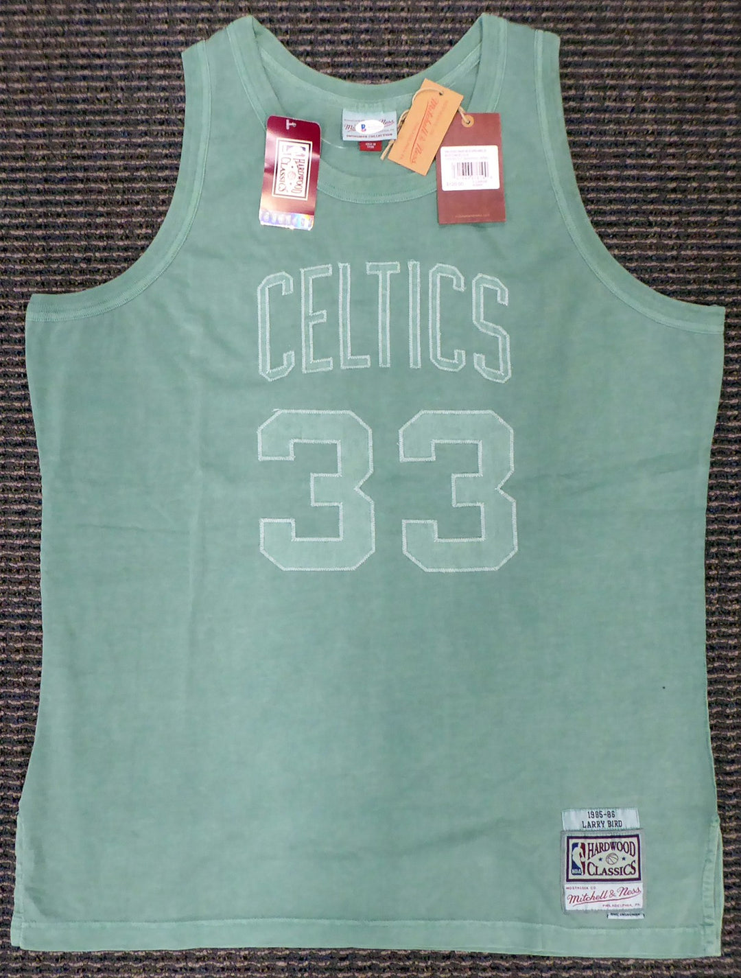 Celtics Larry Bird Auto Green Mitchell Ness WashedOut Swingman Jersey XL Beckett