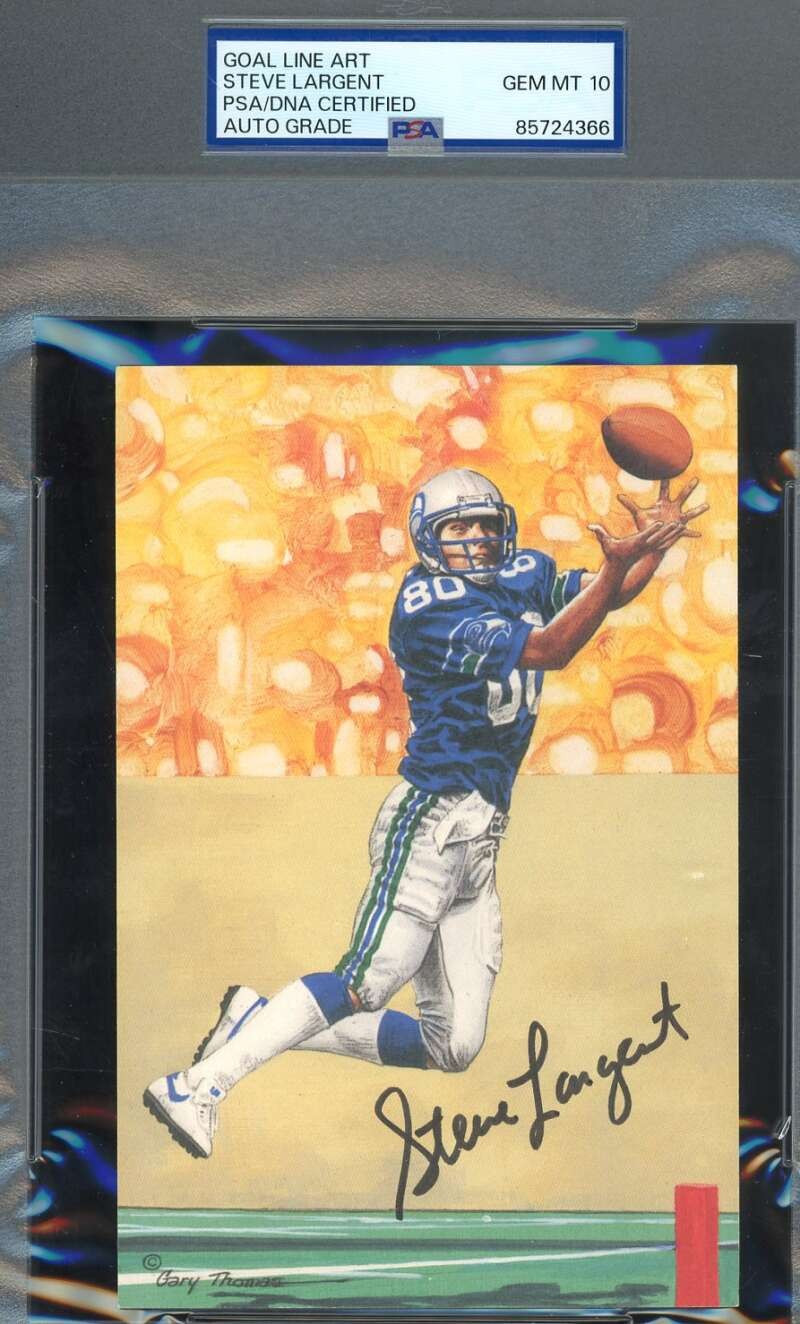 Steve Largent Gem Mint 10 PSA DNA Signed Goal Line Art Card GLAC Autographed