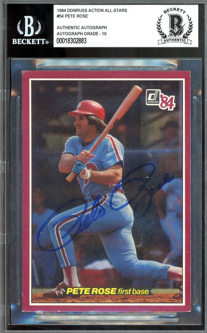 Pete Rose Gem Mint 10 Beckett BAS Signed 1984 Donruss Action All Stars Autograph