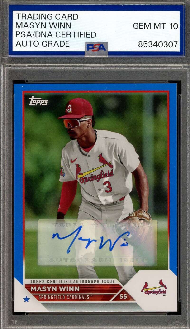 Masyn Winn Gem Mint 10 PSA DNA Signed 2023 Topps Pro Debut Blue 25/150 Rookie