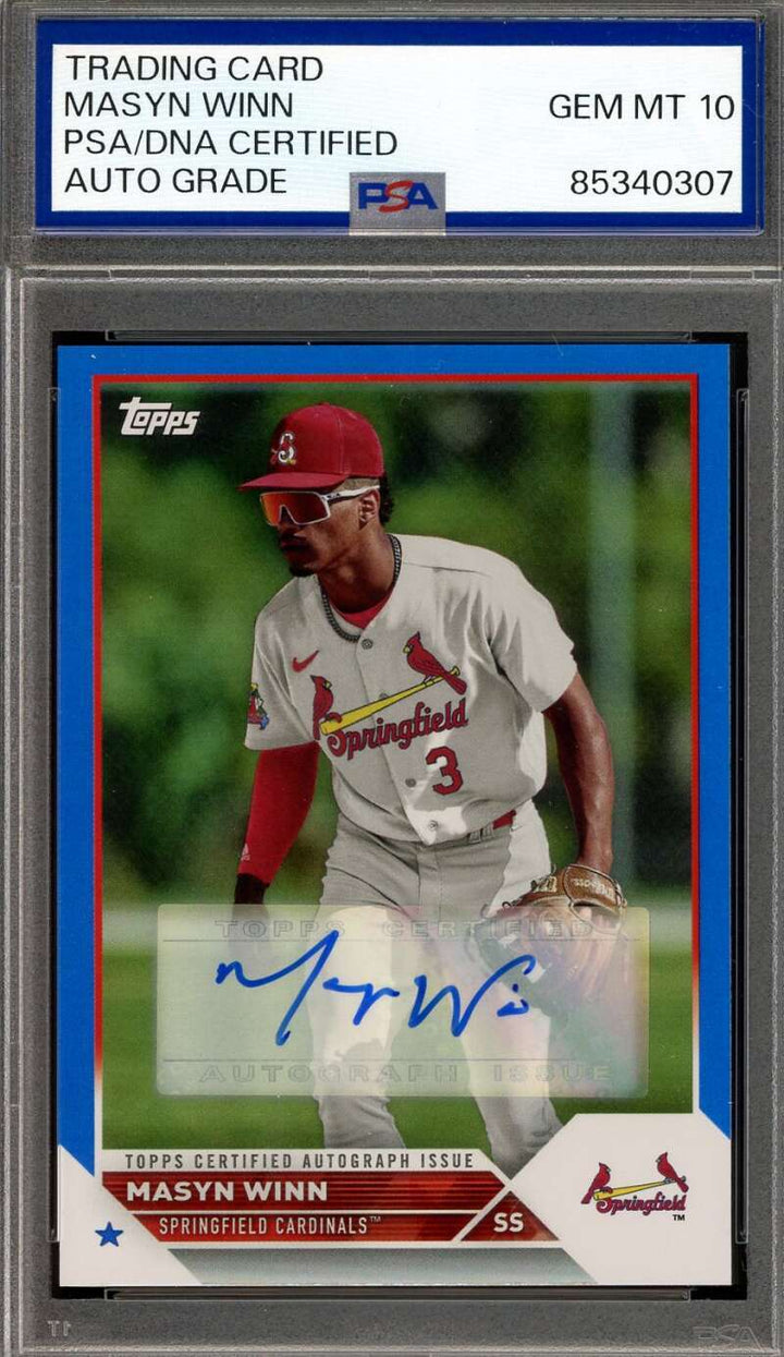 Masyn Winn Gem Mint 10 PSA DNA Signed 2023 Topps Pro Debut Blue 25/150 Rookie