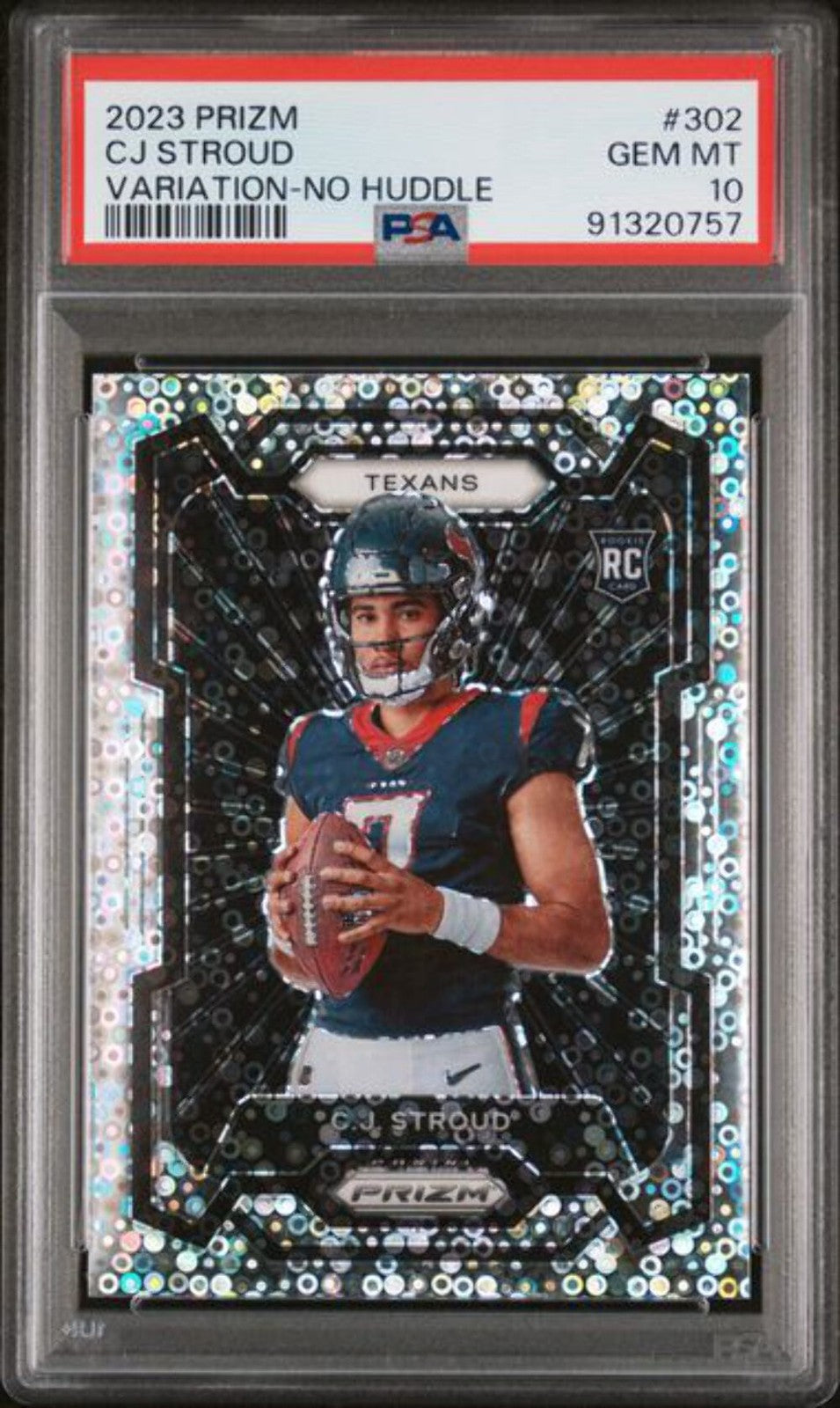 Graded 2023 Panini Prizm CJ Stroud #302 Variation No Huddle Rookie Card PSA 10