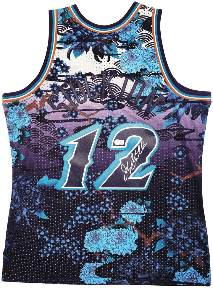 Jazz John Stockton Auto Purple Mitchell Ness 96 Swingman Asian Heritage Jersey L