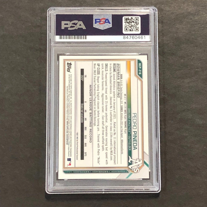 2021 Bowman Chrome #BCP-216 Pedro Pineda Signed Card PSA Slabbed Auto 10 A's