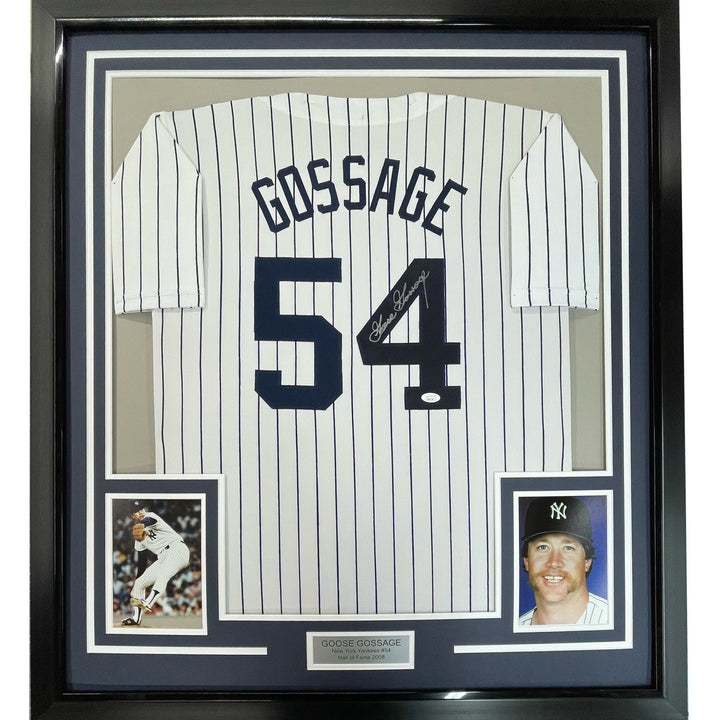 Framed Signed Goose Gossage 35x39 New York Pinstripe Jersey JSA COA