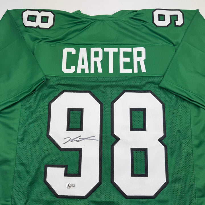 Autographed/Signed Jalen Carter Philadelphia Kelly Green Jersey BAS COA