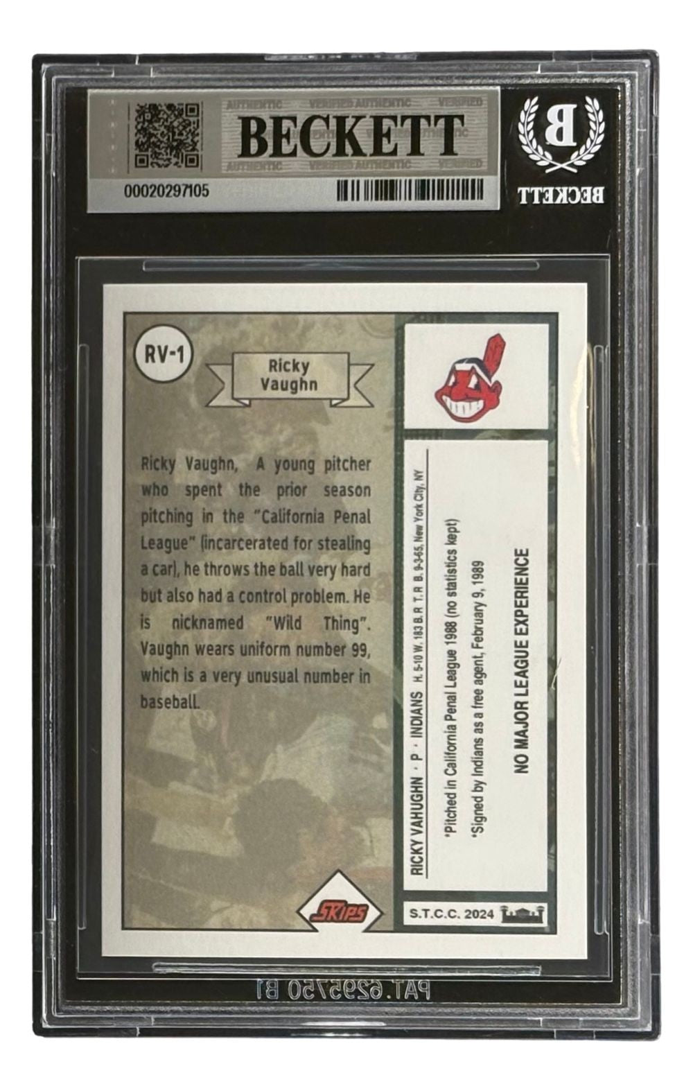 Charlie Sheen Signed Major League Ricky Vaughn Custom Trading Card BAS