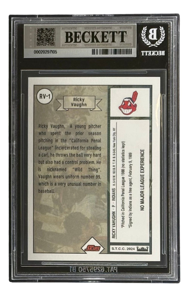 Charlie Sheen Signed Major League Ricky Vaughn Custom Trading Card BAS