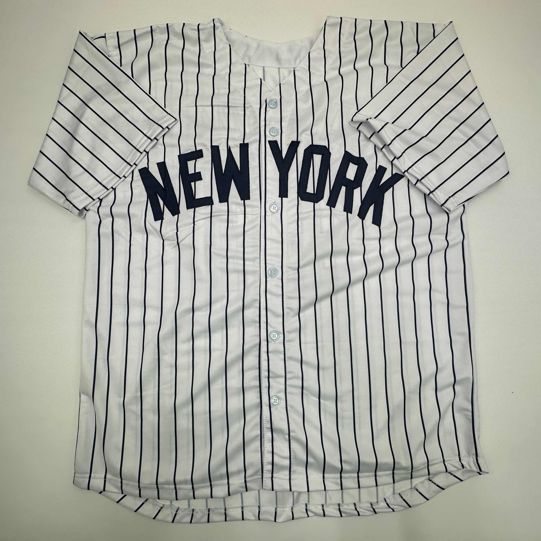 Facsimile Autographed Reggie Jackson New York Pinstripe Reprint Jersey Men's XL