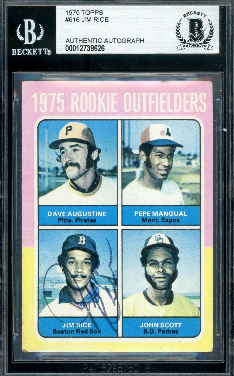 Jim Rice Beckett BAS Signed 1975 Topps Rookie Autograph