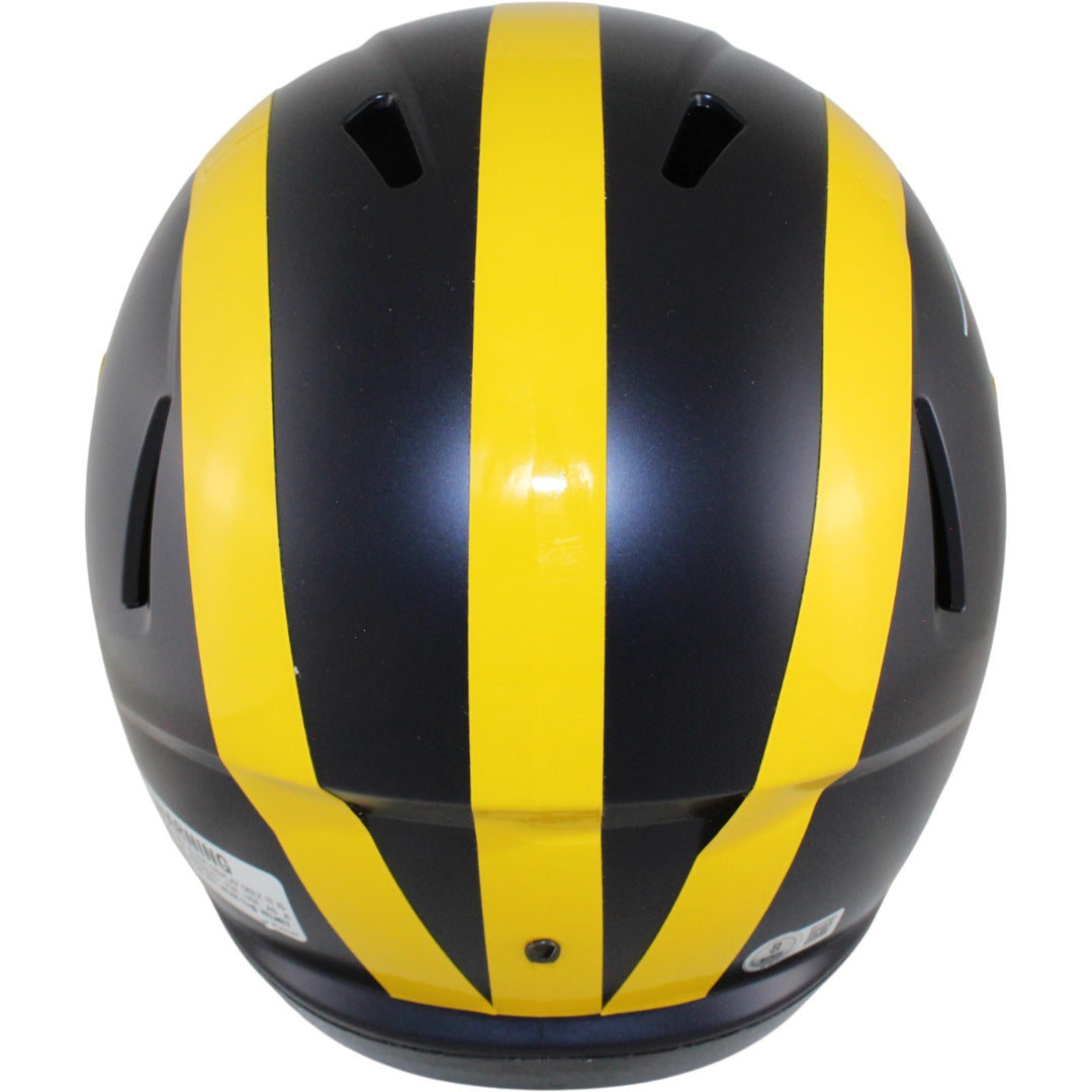 Ty Law Autographed/Signed Michigan Wolverines F/S Helmet Beckett Witness 54062