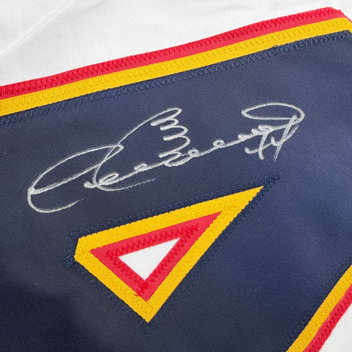 Autographed/Signed Dave Babych Winnipeg White Retro Jersey Beckett BAS COA