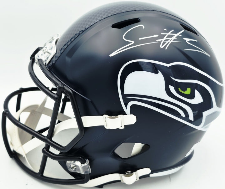 Nick Emmanwori Auto Seahawks Blue Full Size Replica Helmet - Sig Twice & Smudged