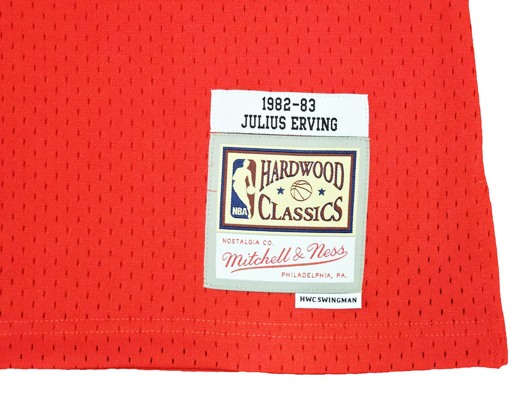 76ers Julius Dr J Erving Auto Red Auth Mitchell Ness 82 Swingman Jersey 2X BAS