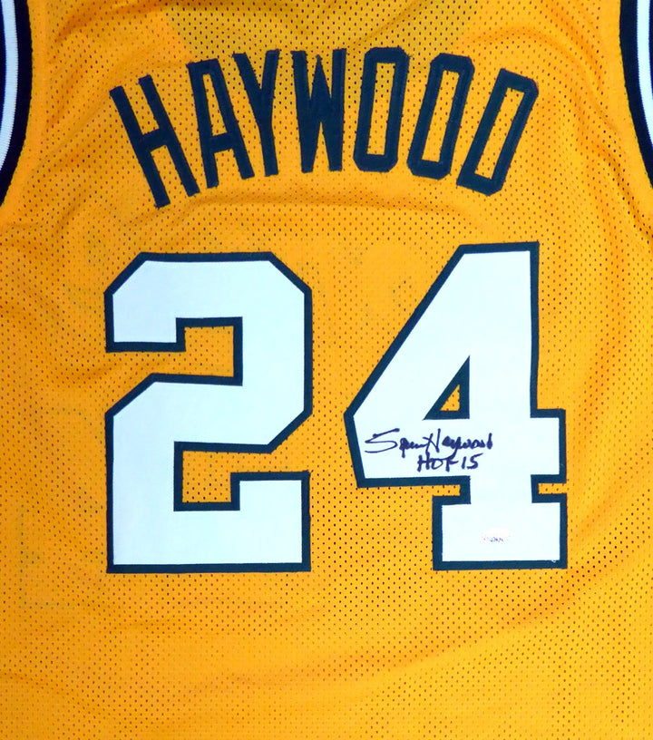 Seattle Sonics Spencer Haywood Autographed Signed Gold Jersey "HOF 15" MCS Holo