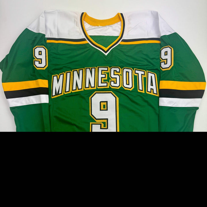 Autographed/Signed Mike Modano HOF 2014 Minnesota Green Jersey Beckett BAS COA