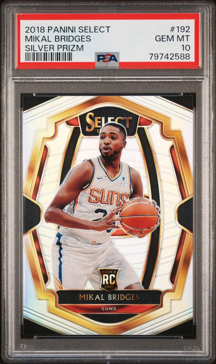 Graded 2018 Panini Select Mikal Bridges #192 Silver Prizm Basketball Card PSA 10