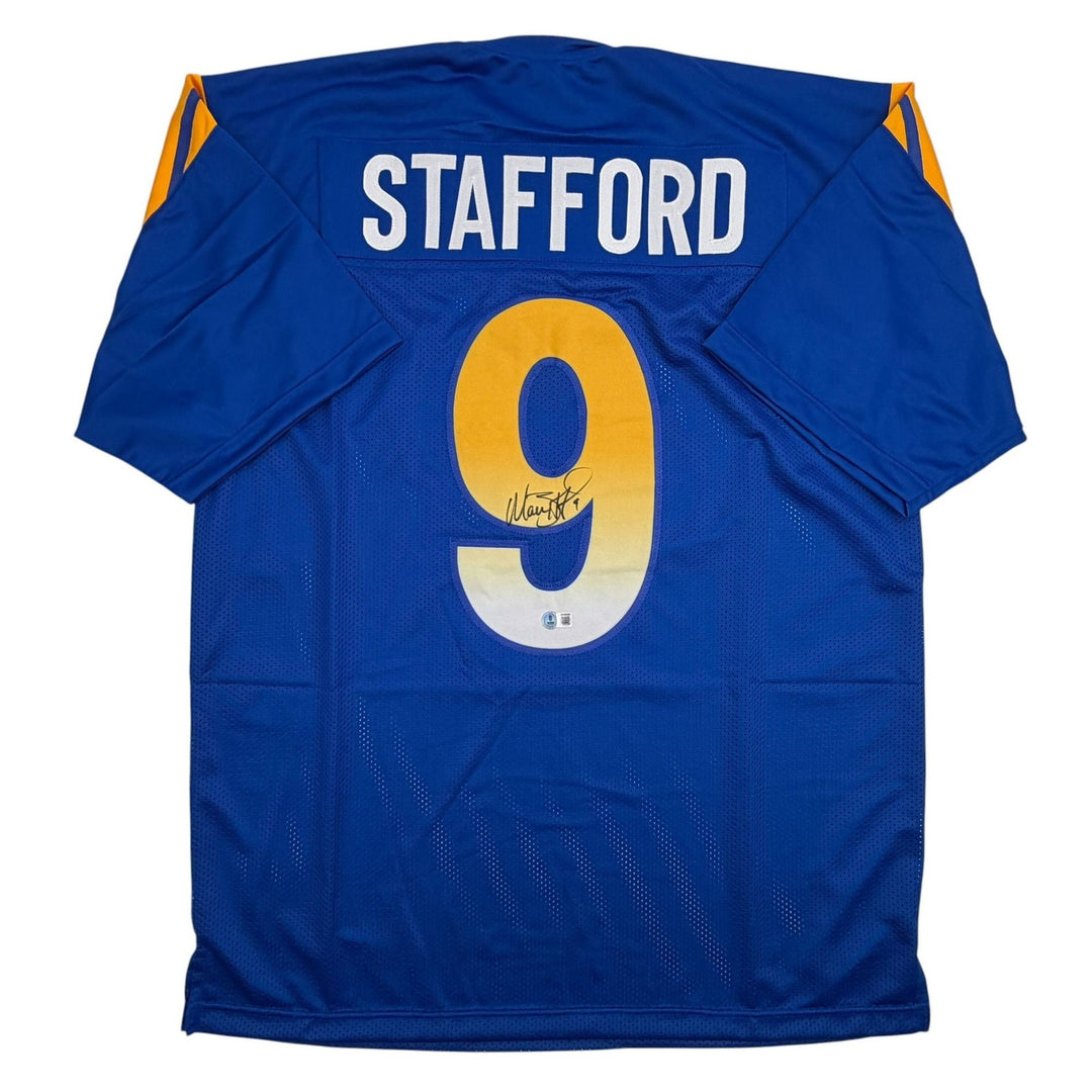 Autographed/Signed Matthew Stafford Los Angeles Blue Jersey Beckett BAS COA