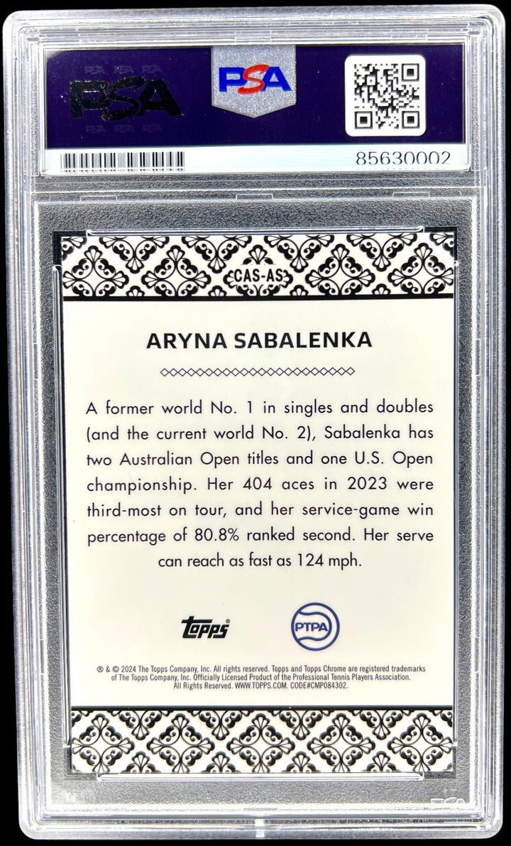 ARYNA SABALENKA SIGNED 2024 TOPPS CHROME #CAS-AS ACES AUTO PSA/DNA