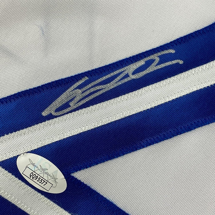 Framed Signed Vladimir Vlad Guerrero Jr. 35x39 White Jersey JSA COA