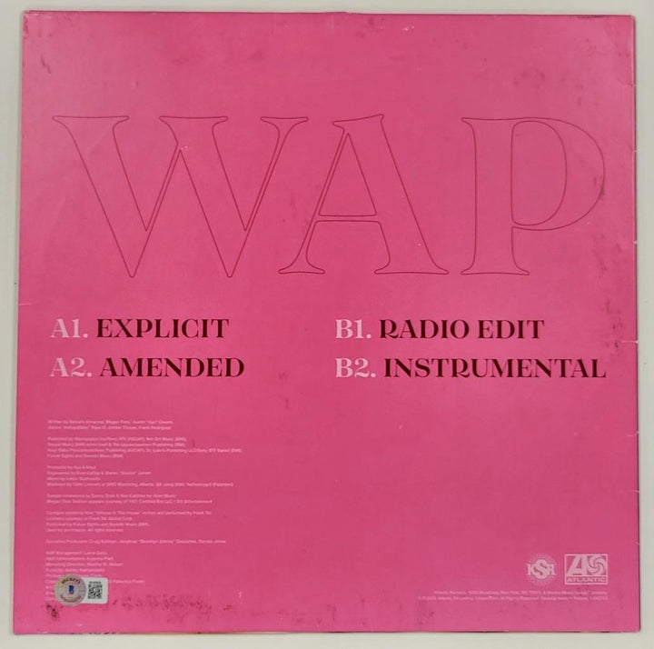 Cardi B & Megan Thee Stallion signed WAP Vinyl Album Cover autograph Beckett BAS