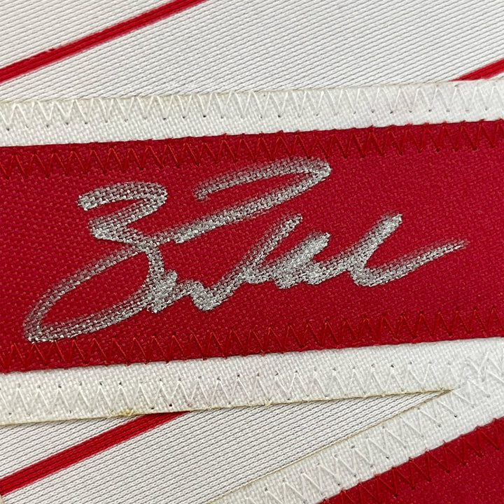 Framed Autographed/Signed Zack Wheeler 33x42 Pinstripe Jersey PSA/DNA COA