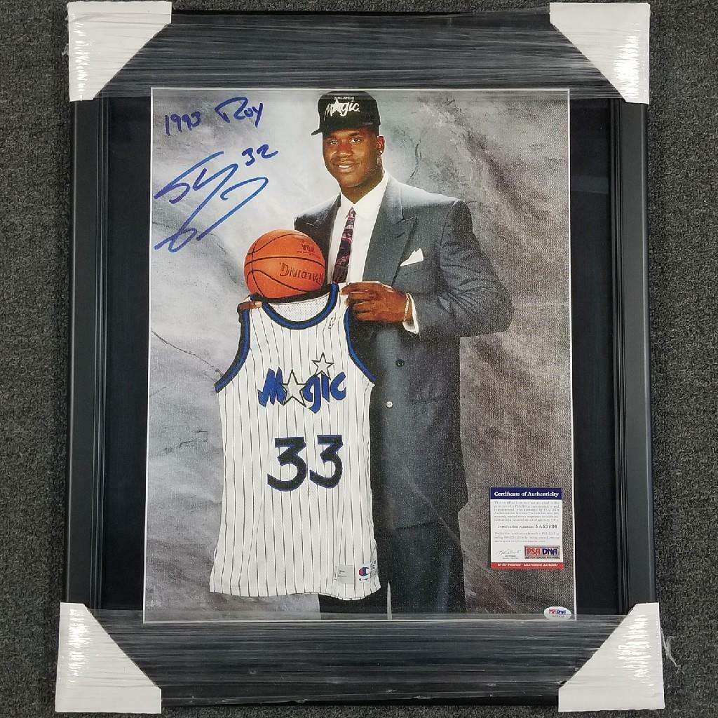 SHAQUILLE SHAQ O'NEAL SIGNED 16x20 CANVAS ROOKIE PHOTO AUTO AUTOGRAPH PSA/DNA