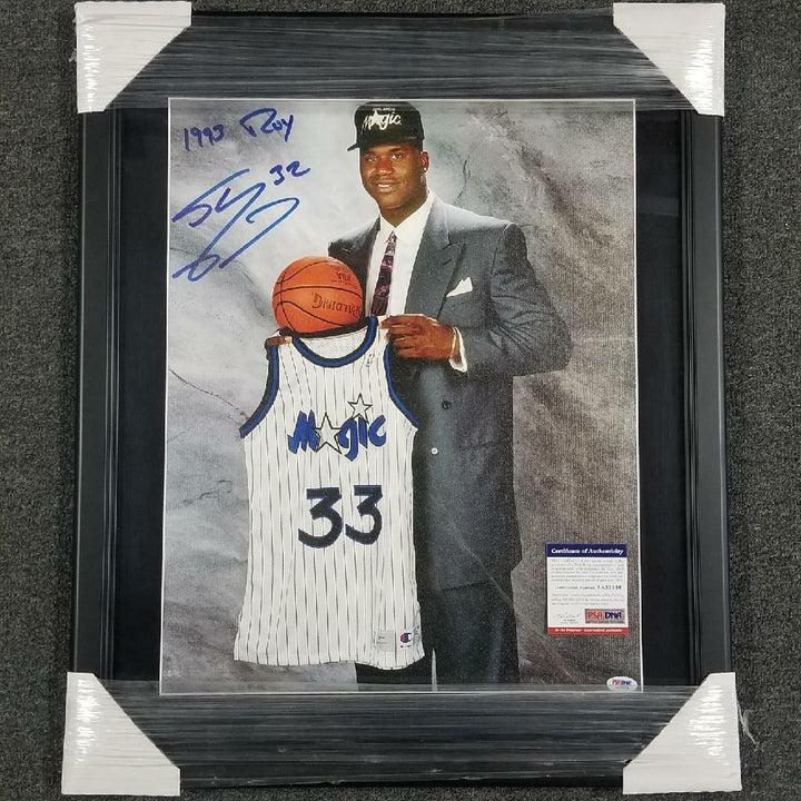 SHAQUILLE SHAQ O'NEAL SIGNED 16x20 CANVAS ROOKIE PHOTO AUTO AUTOGRAPH PSA/DNA