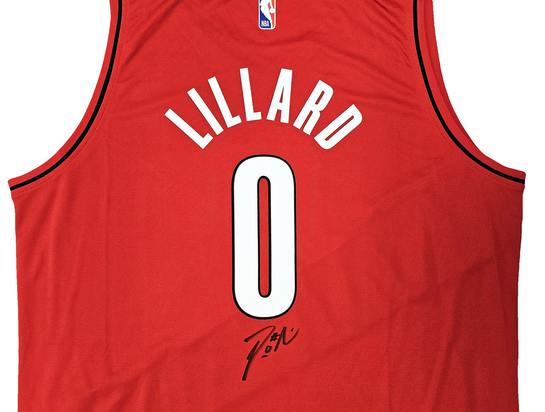 Portland Trailblazers Damian Lillard Signed Red Fanatics Jersey Size XL Beckett