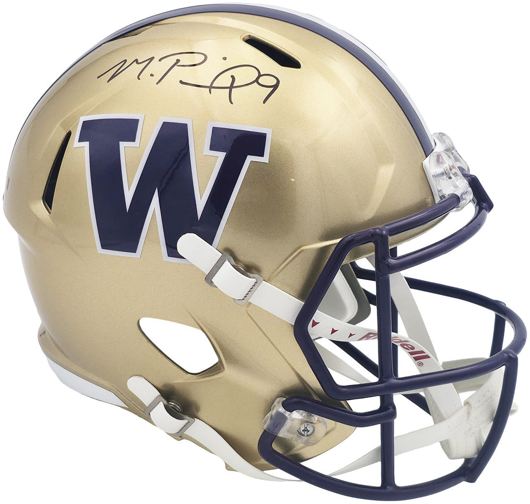 Michael Penix Jr Auto Washington Huskies Gold Full Size Speed Replica Helmet BAS