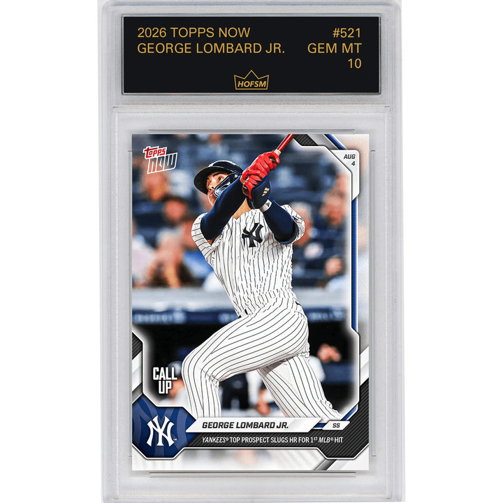Graded 2026 Topps Now George Lombard Jr #521 Rookie Baseball Card HOFSM 10