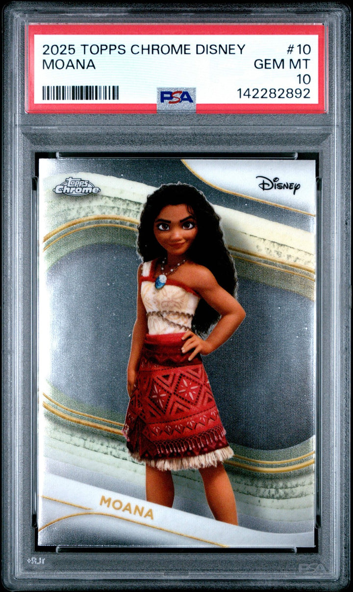 Graded 2025 Topps Chrome Disney Moana #10 Trading Card PSA 10 Gem Mint