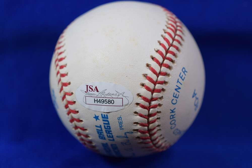 Enos Slaughter JSA COA Autograph American League OAL Signed Baseball HOF 85