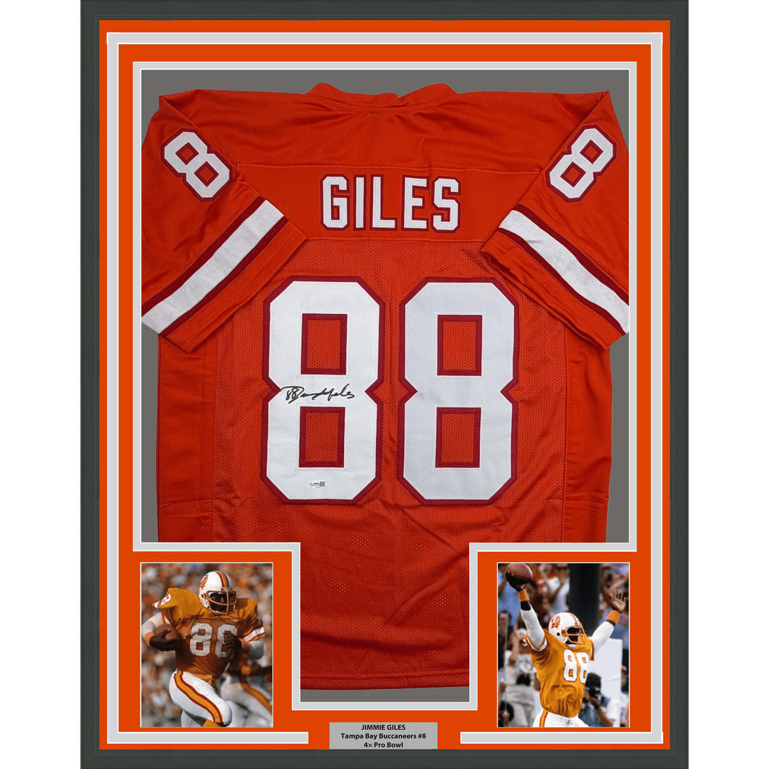 Framed Autographed/Signed Jimmie Giles 35x39 Tampa Bay Jersey JSA COA