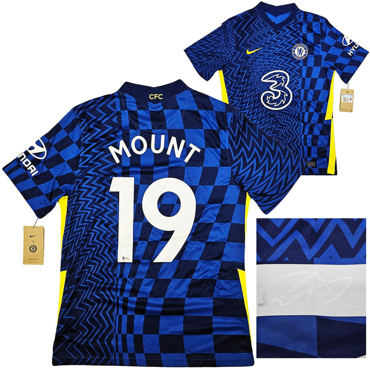 Chelsea F.C. Mason Mount Auto Signed Blue Nike Jersey Size M in Silver Beckett