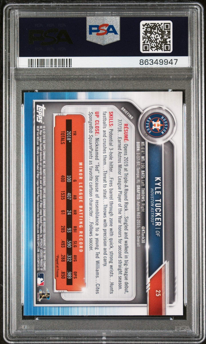 Graded 2019 Topps Bowman Chrome Kyle Tucker #25 Rookie RC Baseball Card PSA 10
