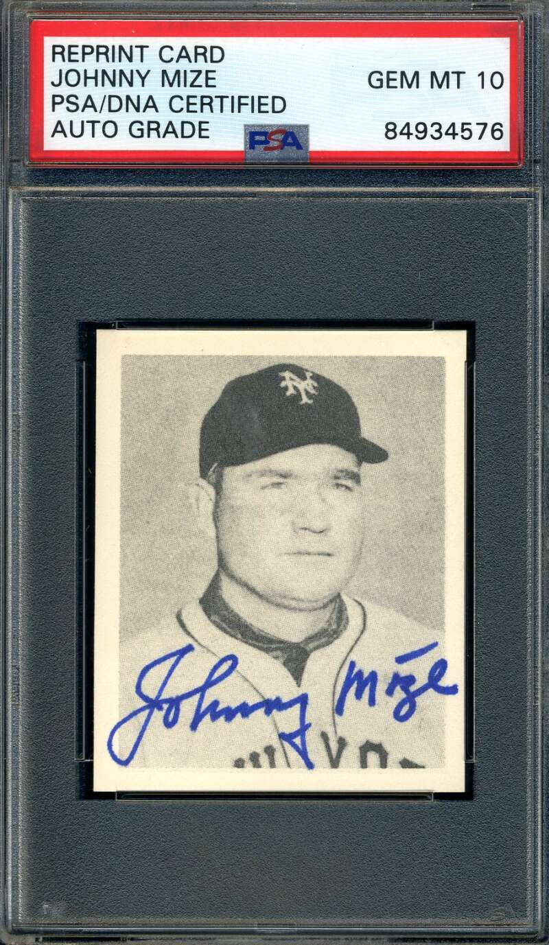 Johnny Mize Gem Mint 10 PSA DNA Signed 1948 Bowman Reprint Rookie Autograph