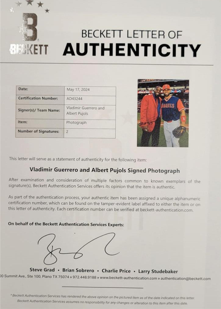 Albert Pujols & Vladimir Guerrero signed 8x10 Angels Photo ~ Beckett BAS