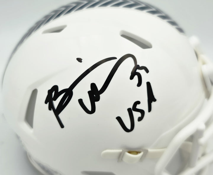 Brian Urlacher Auto Bears White Salute To Service Speed Mini Helmet USA Beckett