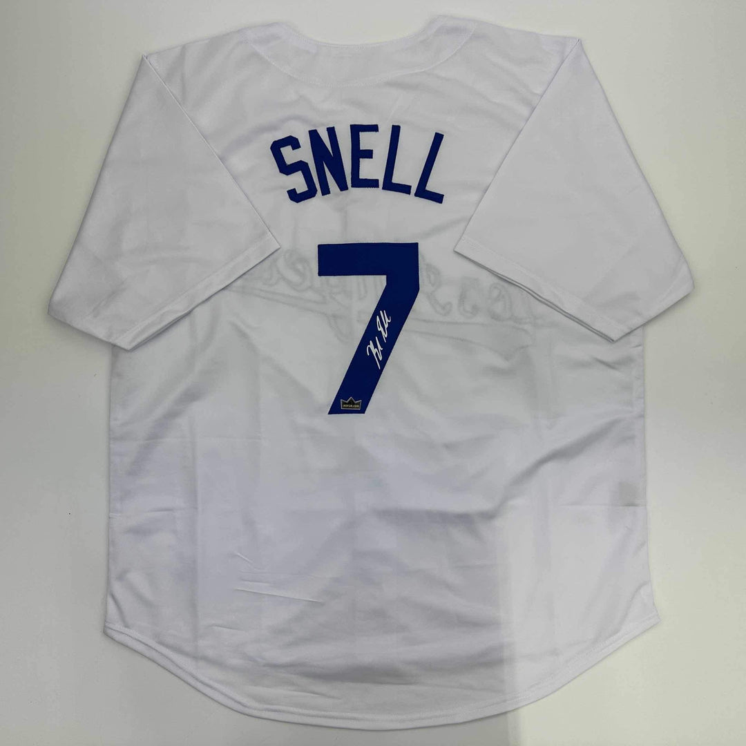 Facsimile Autographed Blake Snell Los Angeles LA White Reprint Jersey Men's XL