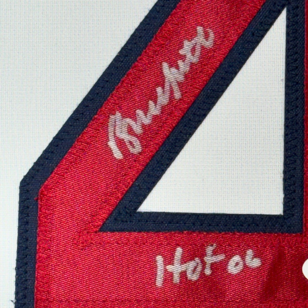 Framed Signed Bruce Sutter HOF 35x39 St. Louis White Jersey JSA COA