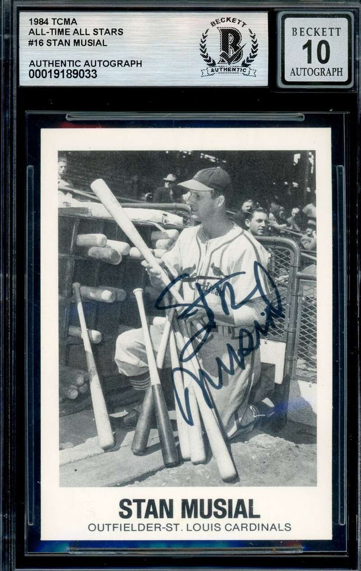 Stan Musial Gem Mint 10 Beckett BAS Signed 1984 TCMA All Stars Autograph