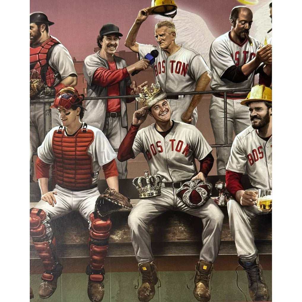 Boston Red Sox Framed Lunch Atop A Monstah 12x36 Lithograph Photo Ortiz Yaz Fisk