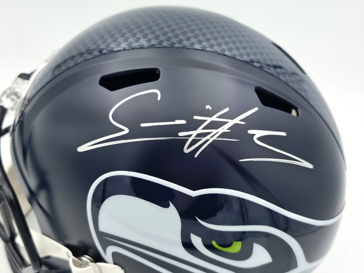 Nick Emmanwori Auto Seahawks Blue Full Size Replica Helmet - Sig Twice & Smudged
